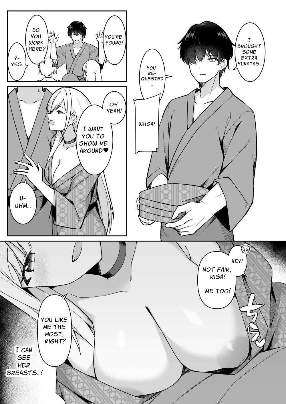 Hentai Manga Comic-Gals on a Hot-spring Inn Trip are Shown Who's Boss by their Big Dick Waiter-Read-7